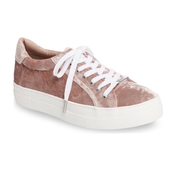 Topshop Shoes - 🔴 Topshop Dusty Pink Velvet Platform Sneakers